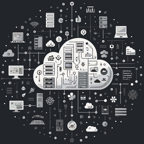 illustration of a cloud connecting to a server